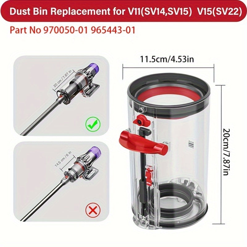Replacement Dust Bin for Dyson V11 V15 SV14 SV15 SV22 Vacuum Cleaner Large Capacity Canister Replacement Part