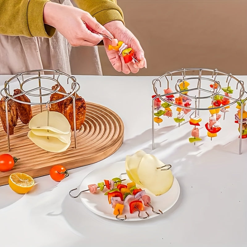 Stainless steel air fryer skewer rack 24pcs for meat vegetables compatible with 3.5qt-5.5qt