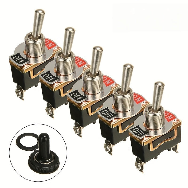 5 Piezas de interruptores de palanca de alta resistencia para coche y barco, 15A 250V, ON/OFF