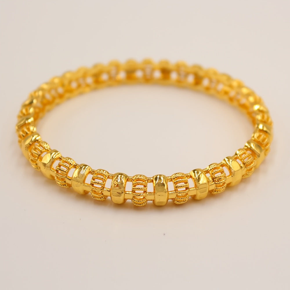 Ayollar uchun 4 ta oltin tonli alloy bangles to'plami, Dubay ilhomlangan zargarlik, to'y, festival, kundalik kiyim uchun