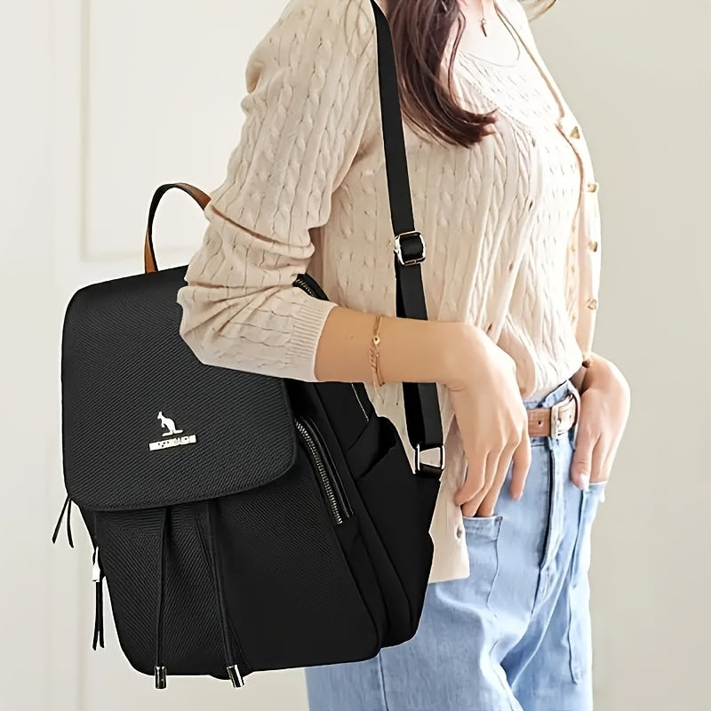 Large Capacity Korean-Style Backpack for Women Casual Travel Black Polyester
