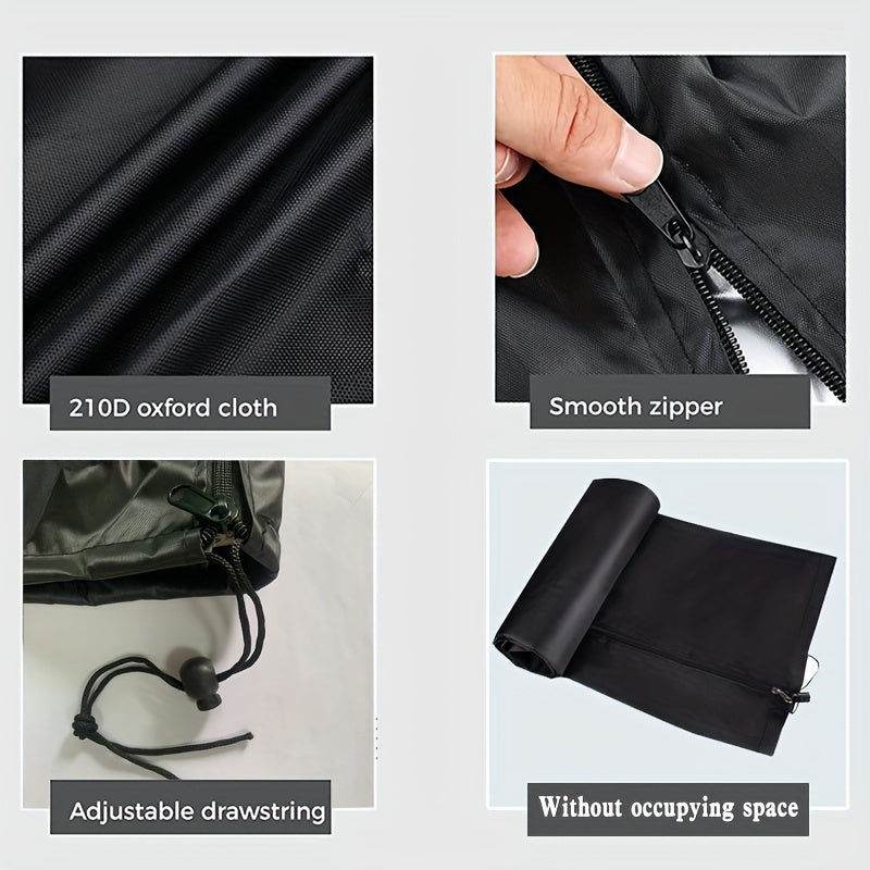 Outdoor Clothes Drying Rack Cover Waterproof Oxford Fabric Windproof Adjustable Drawstring Zipper Black
