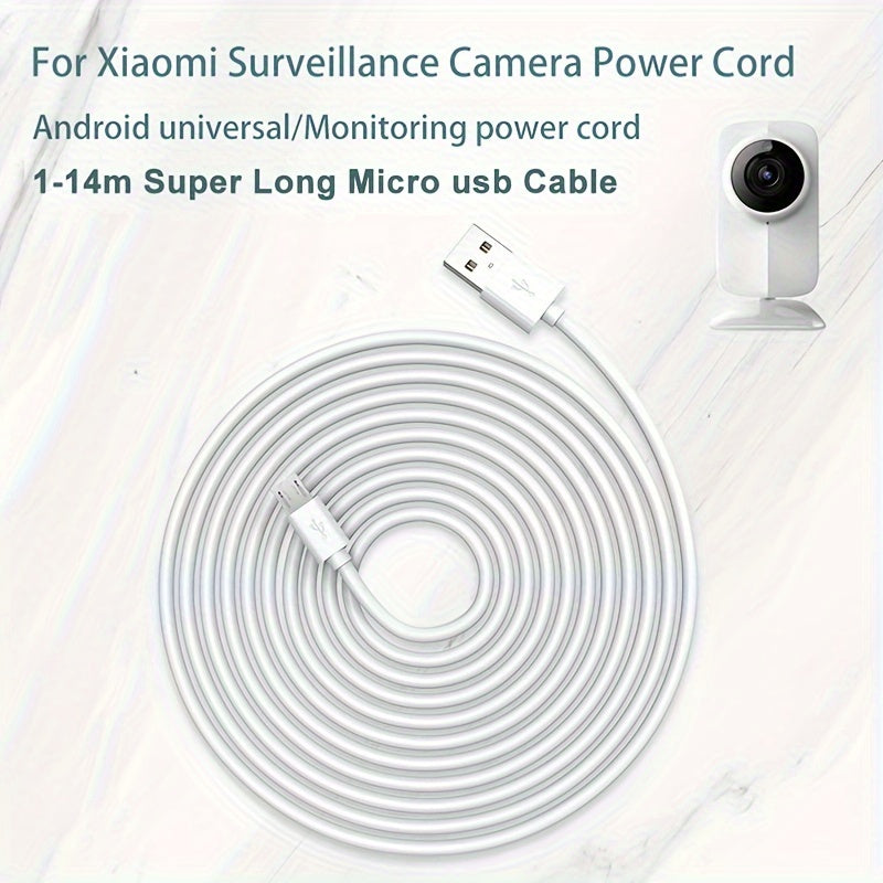 Cable de carga Micro USB de 30W, de 1 a 14 m, con cable redondo de PVC, transferencia de datos de alta velocidad y carga, compatible con teléfonos Android, cámaras, bancos de energía y dash cams