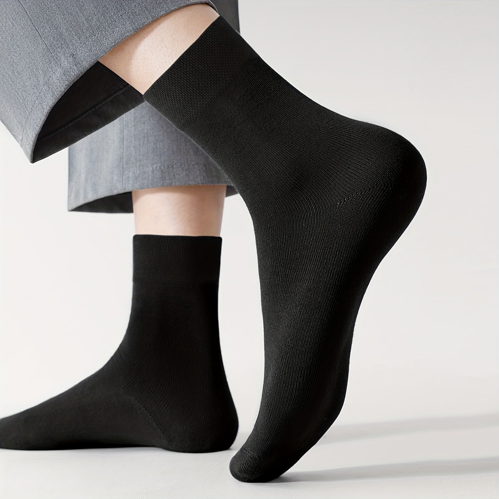 Men's Business Socks 15 Pairs Cotton Blend Solid Color Breathable Dress Socks