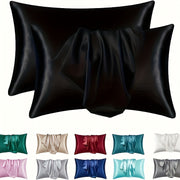 Set of Two Silky Soft Pillowcases with Breathable Cooling Feel Solid Color