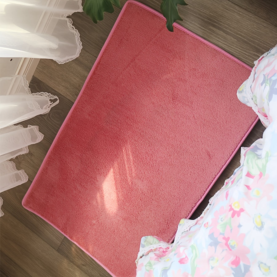 Oblong Bath Rug Non-Slip Quick-Dry Absorbent Polyester 1.8cm Thick