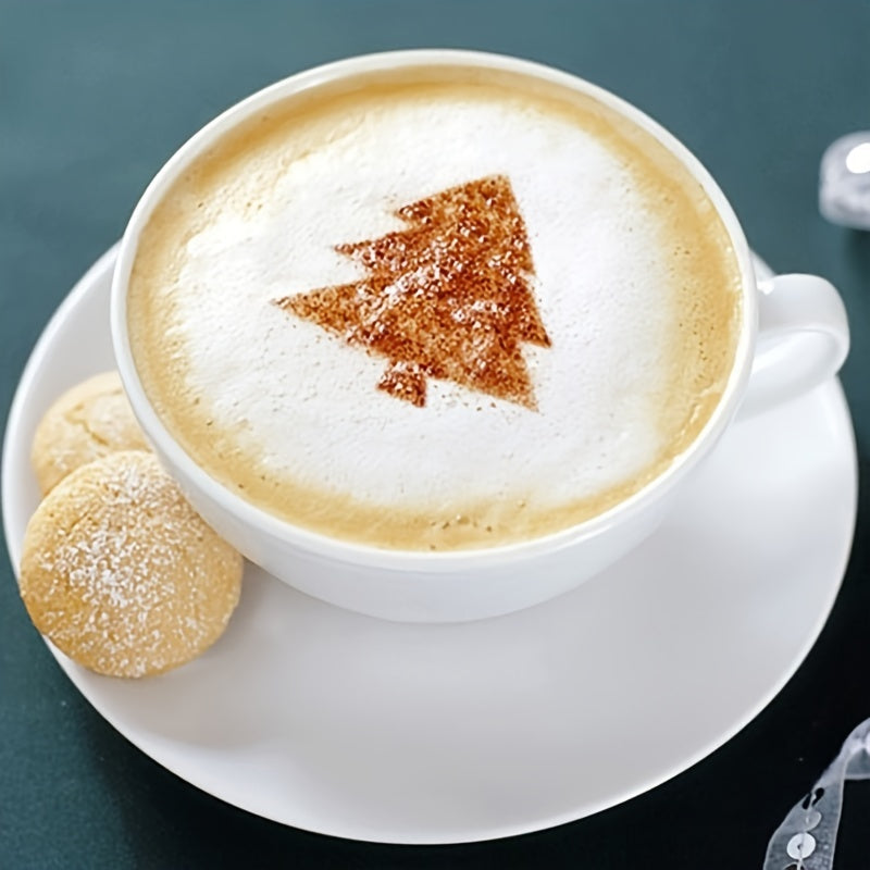 Set of 16 Plastic Coffee Stencils for Latte Art, Cappuccino Decor, Cake DIY