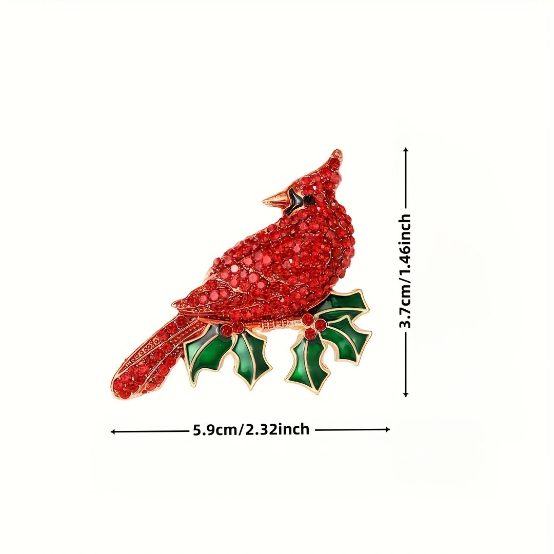 Изысканная брошь в виде кардинала из сплава, простая брошка в форме животного, элегантный аксессуар для платья и пальто, неотражающее украшение для свитера на груди