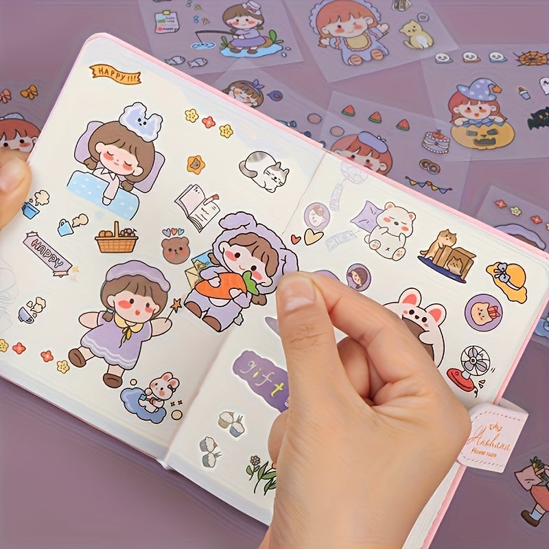 Cartoon Girl Animal Pattern Stickers for DIY Crafts Notebooks Scrapbooks Calendars