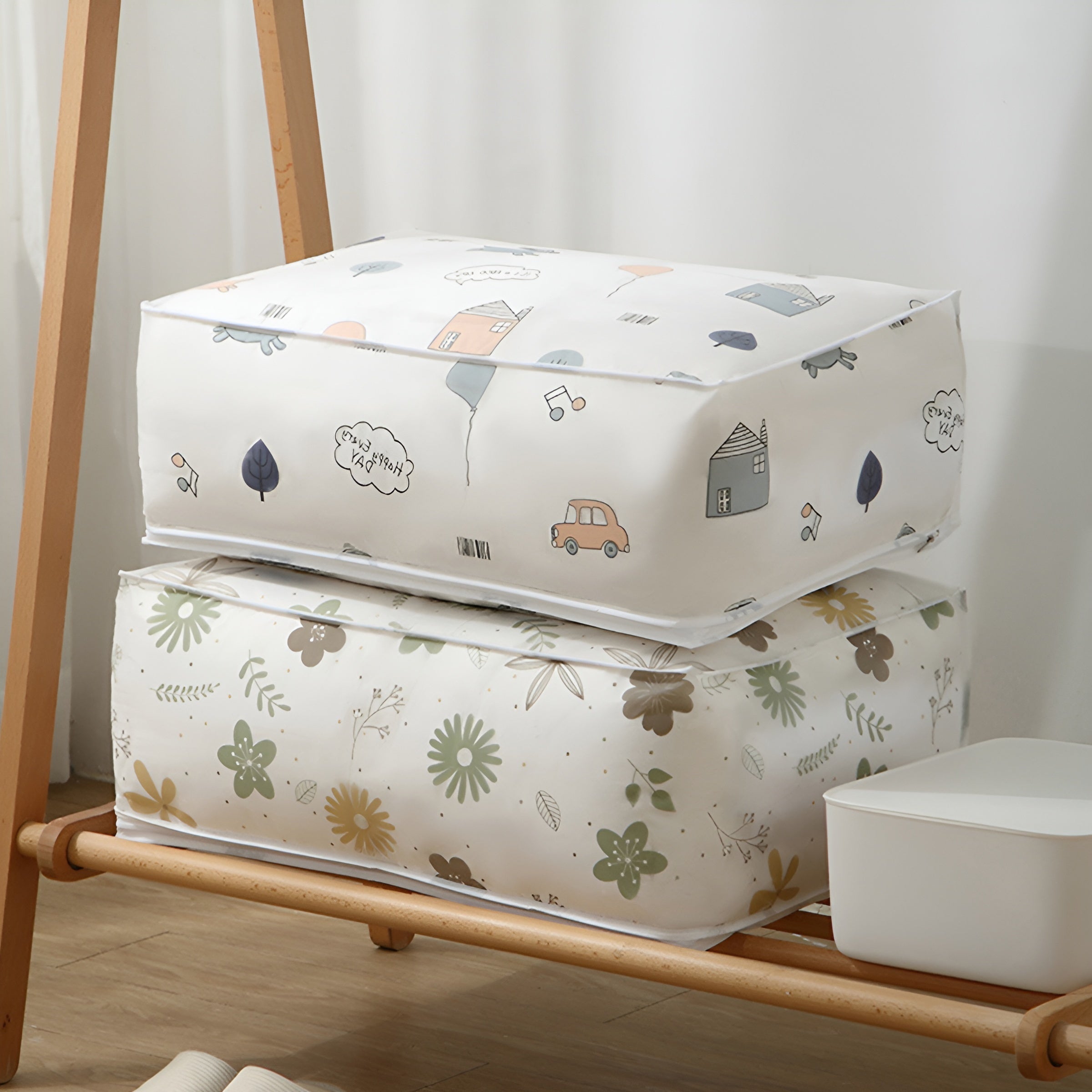 Bolsa de almacenamiento bajo cama de poliéster, organizador de ropa a prueba de humedad para adultos, paquete individual