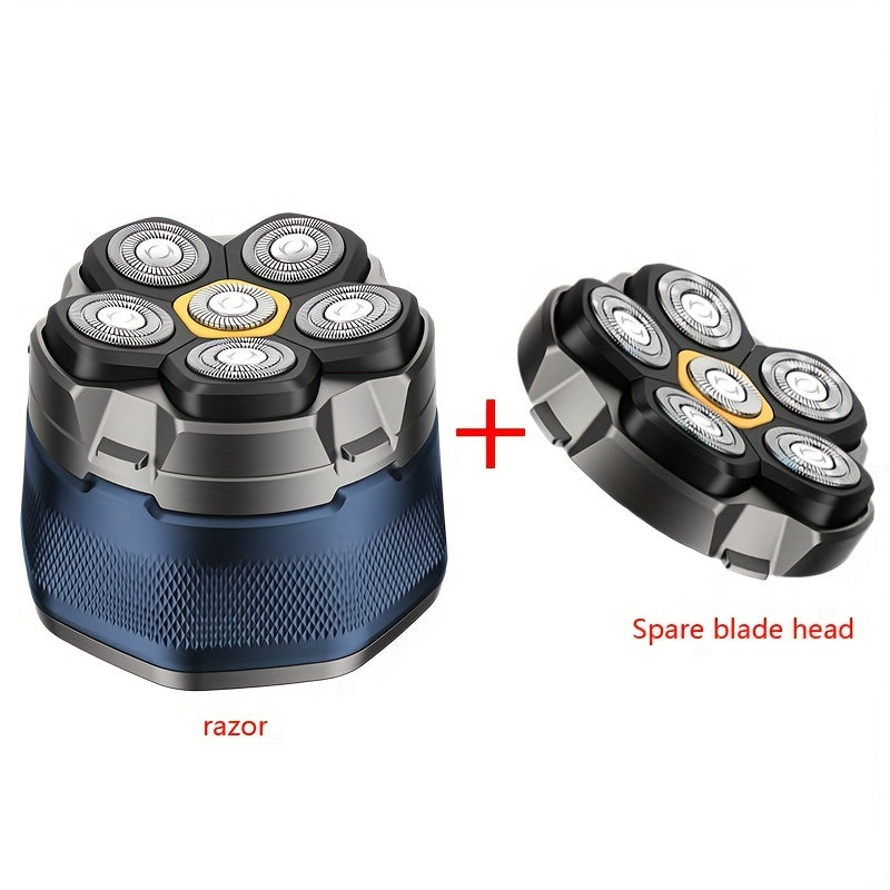 Беспроводной электробритва для мужчин, вращающаяся с 6 скоростями, с запасной лезвием