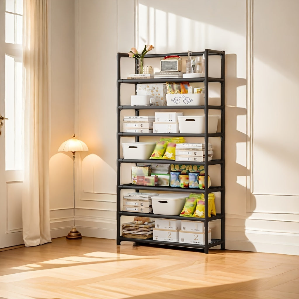 7-Tier Metal and Plastic Storage Organizer Rack for Kitchen Bedroom Living Room