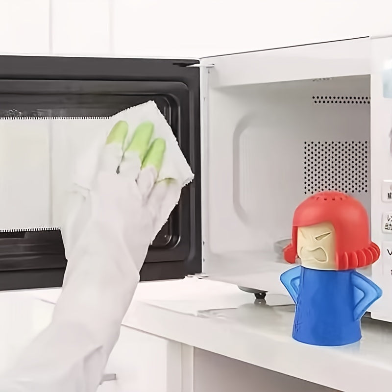 Microwave Cleaner Spray with Angry Mom Design for Grease and Stain Removal from Plastic Surfaces