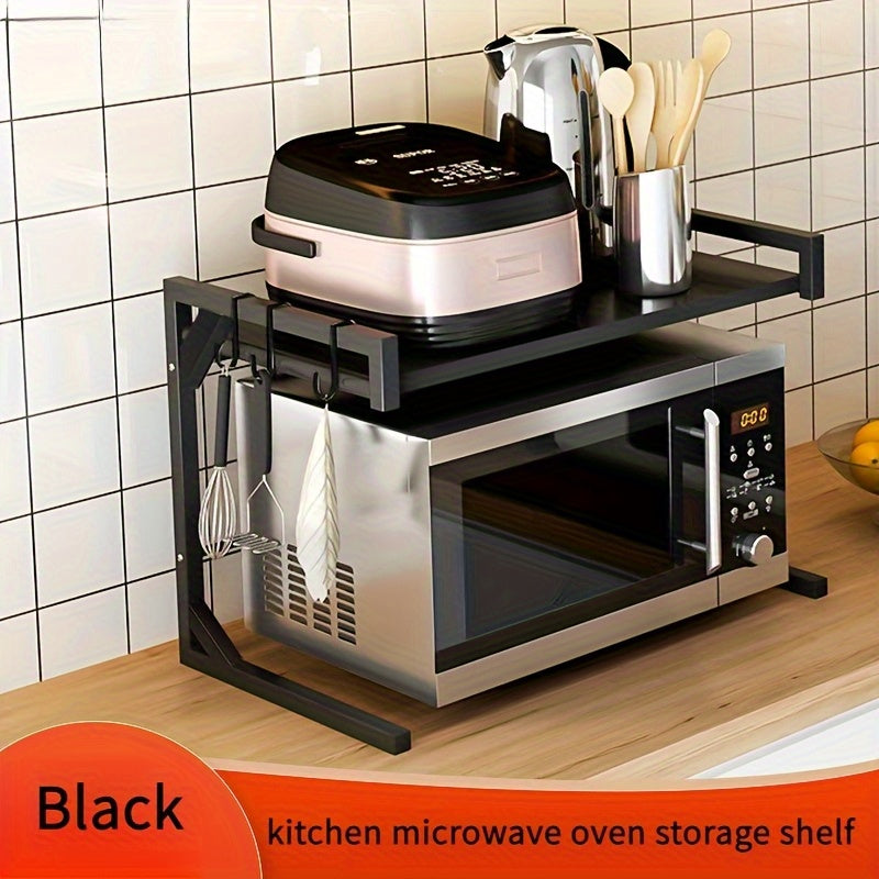 Estante de almacenamiento de acero al carbono para cocina y baño, estantes ajustables que ahorran espacio, negro