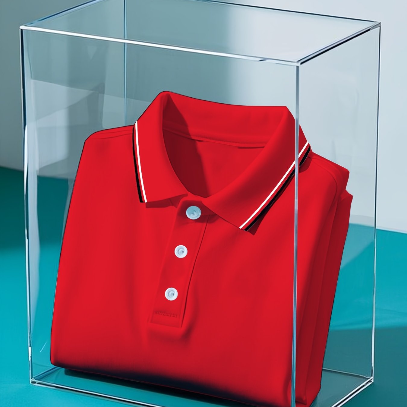 Men's Polyester Solid Color Polo Shirt with Button Casual Business Style