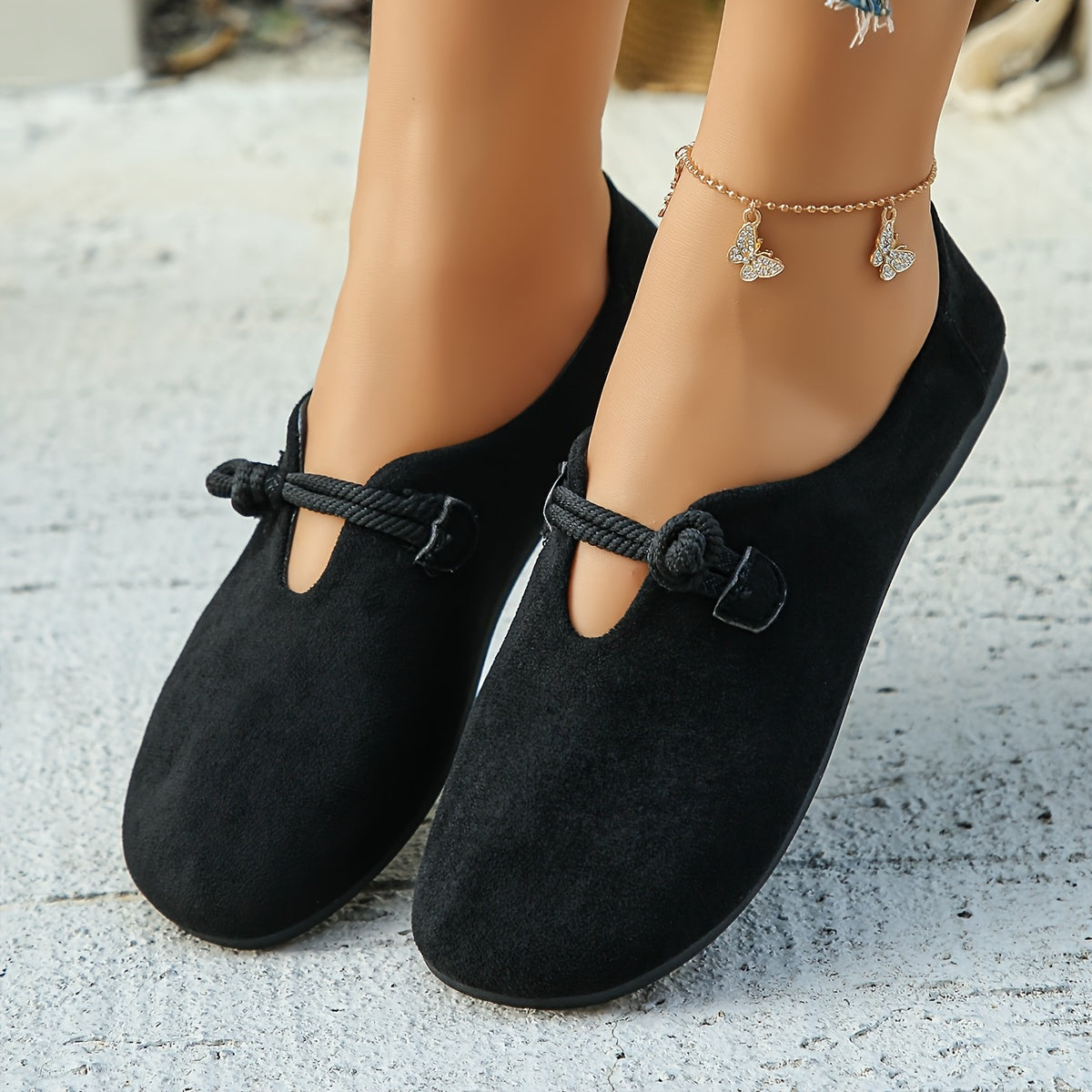 Women's Flannel Slip-On Ballet Shoes with Faux Leather Sole for All Seasons