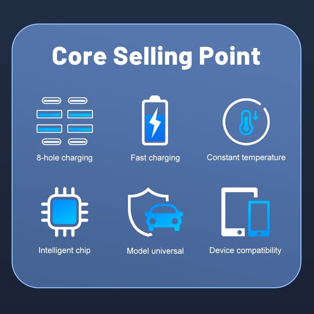 Universal 8-in-1 Fast Charger 35W QC3.0 USB-C Car Travel Power Adapter