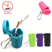 Portable Plastic Ashtray with Lid Keychain Hook Travel Outdoor Car Accessory