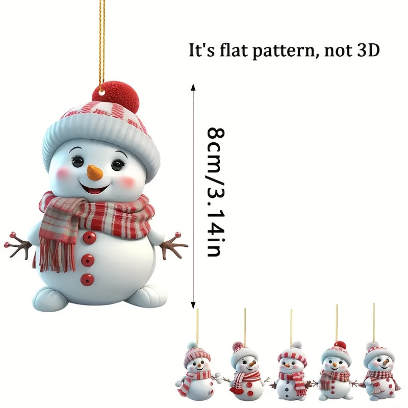 Acrylic Snowman Decorations for Christmas Trees No Electricity Needed Set of 5