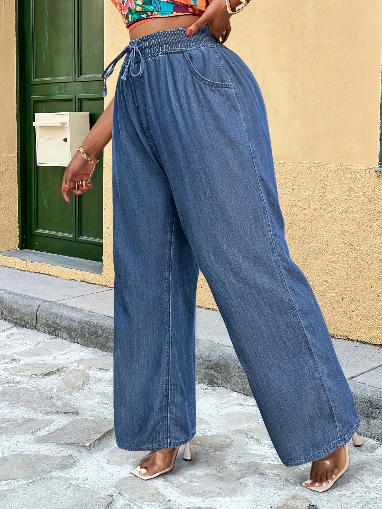 Women's Plus Size Lightweight Denim Jeans Relaxed Straight-Leg Casual Comfort