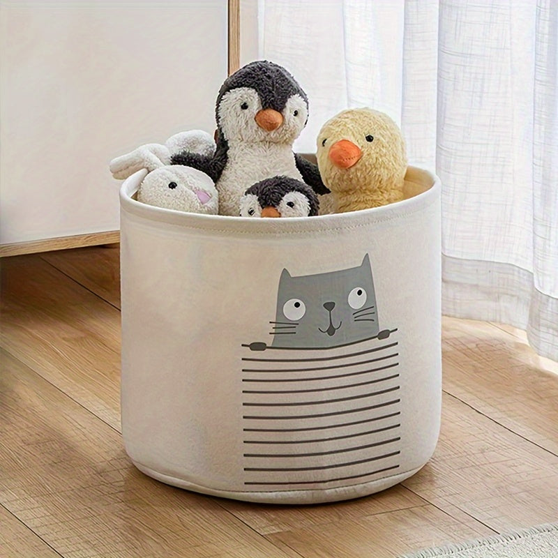 Large Capacity Felt Storage Basket with Folding Laundry Hamper Animal Design for Kids and Teens