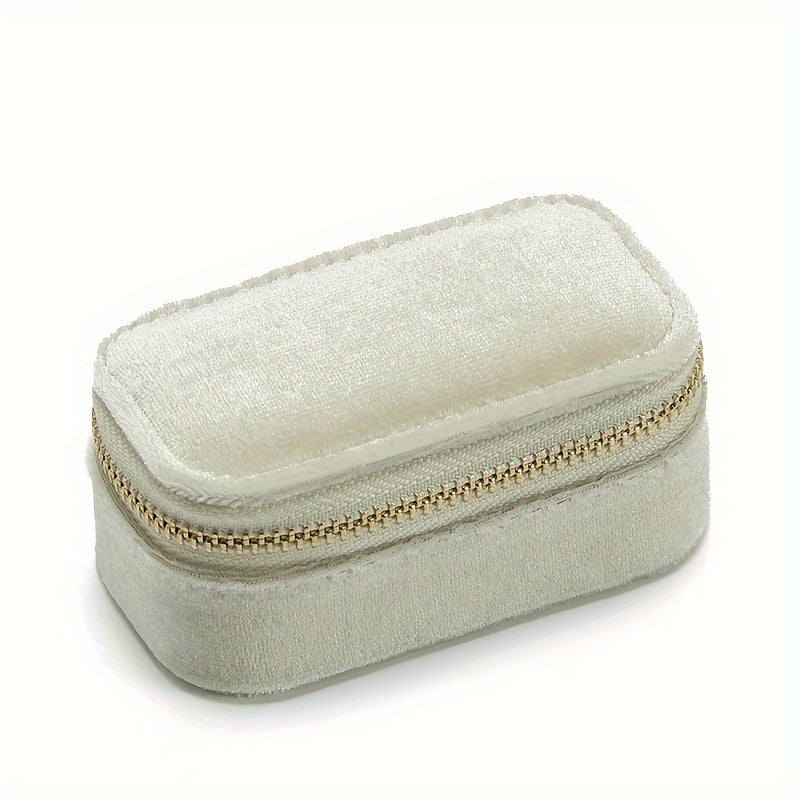 Velvet Jewelry Box Nordic Style with Zippered Closure for Earrings and Rings