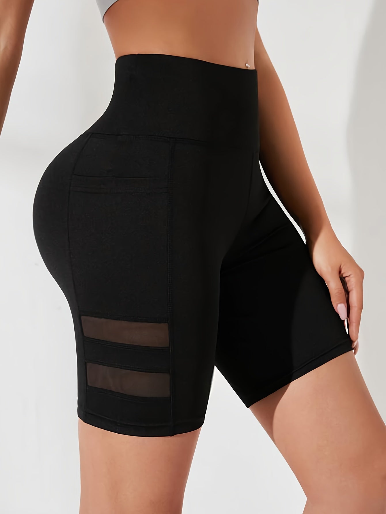 Шорты для велоспорта с высокой талией, сетчатыми вставками и карманами для фитнеса и спорта