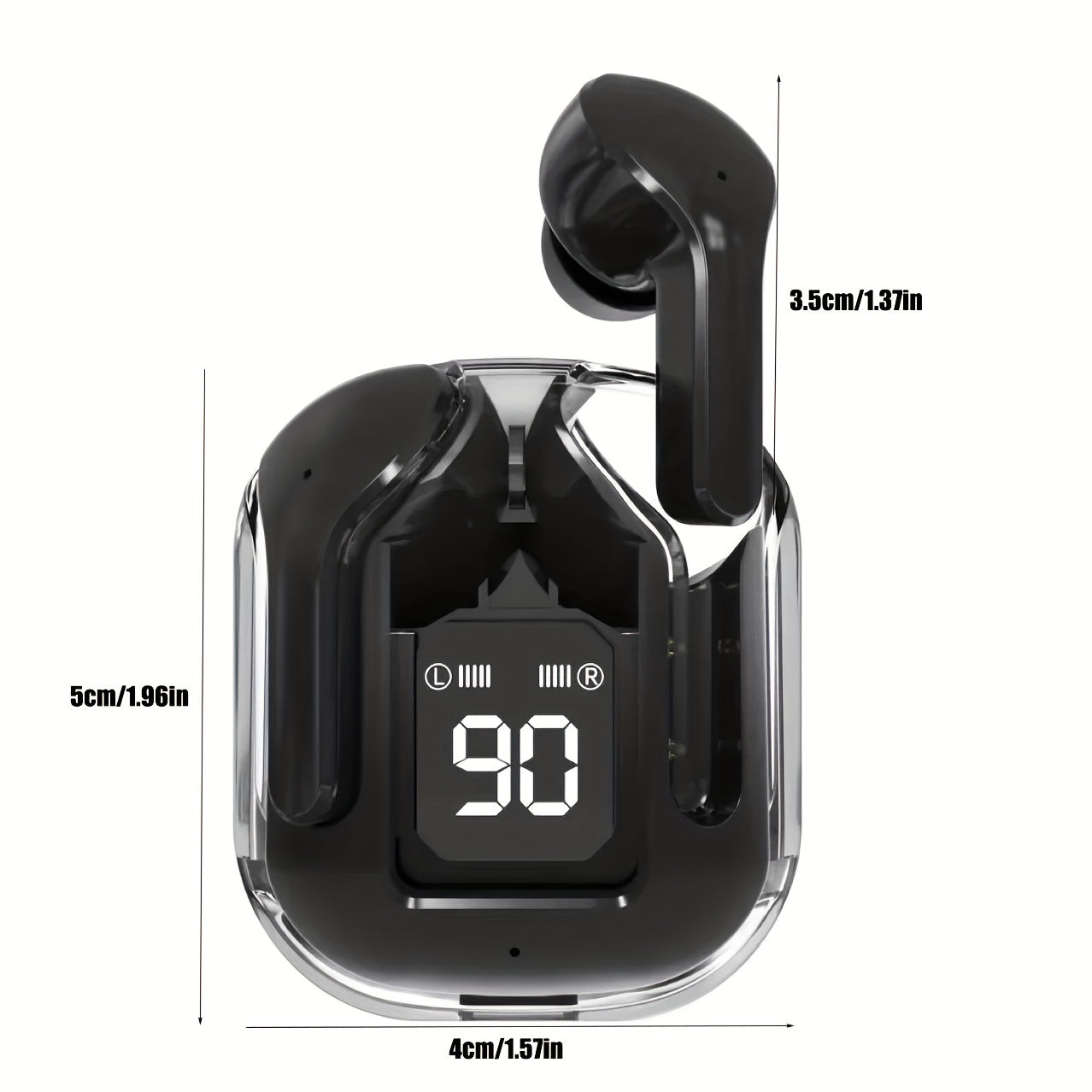 2024 Wireless In-Ear Headphones with Multi-Color Semi-Transparent Design and LED Display