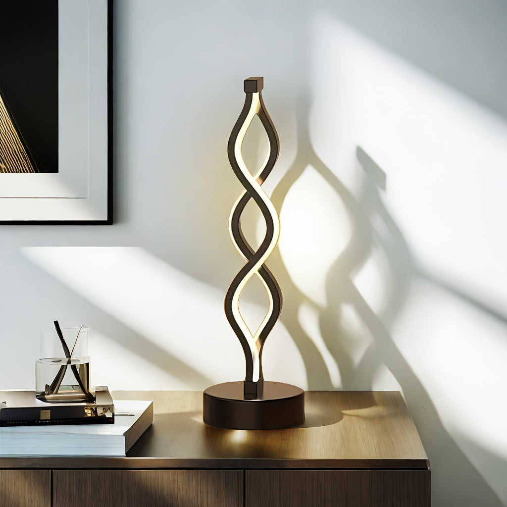 Modern 3-Color LED Table Lamp with Geometric Seaweed Design Dimmable USB Powered