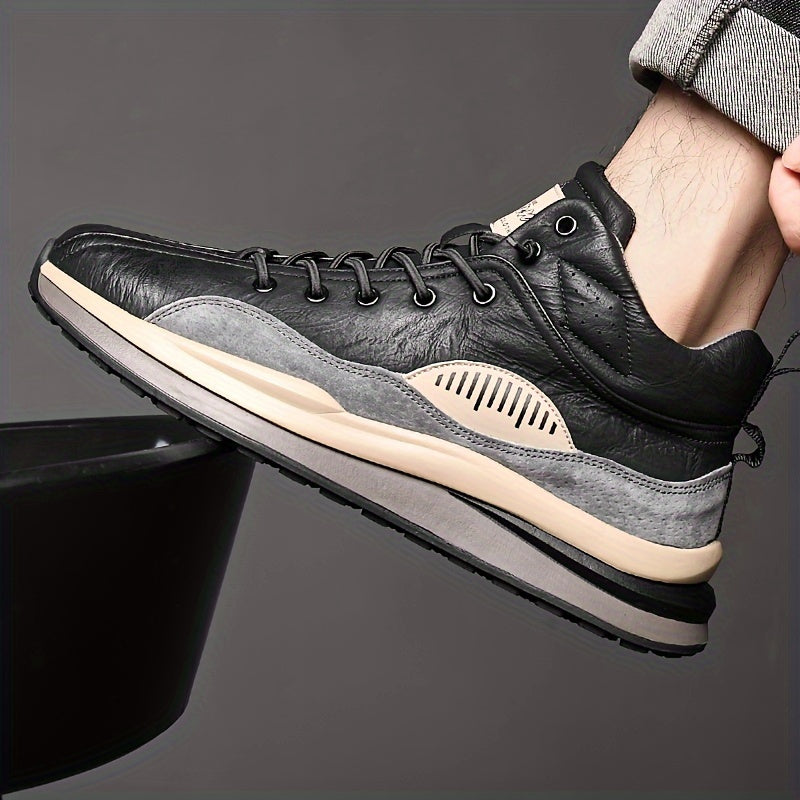 Men's Black and Gray High-Top Sneakers Breathable Rubber Sole Lace-Up Casual Shoes