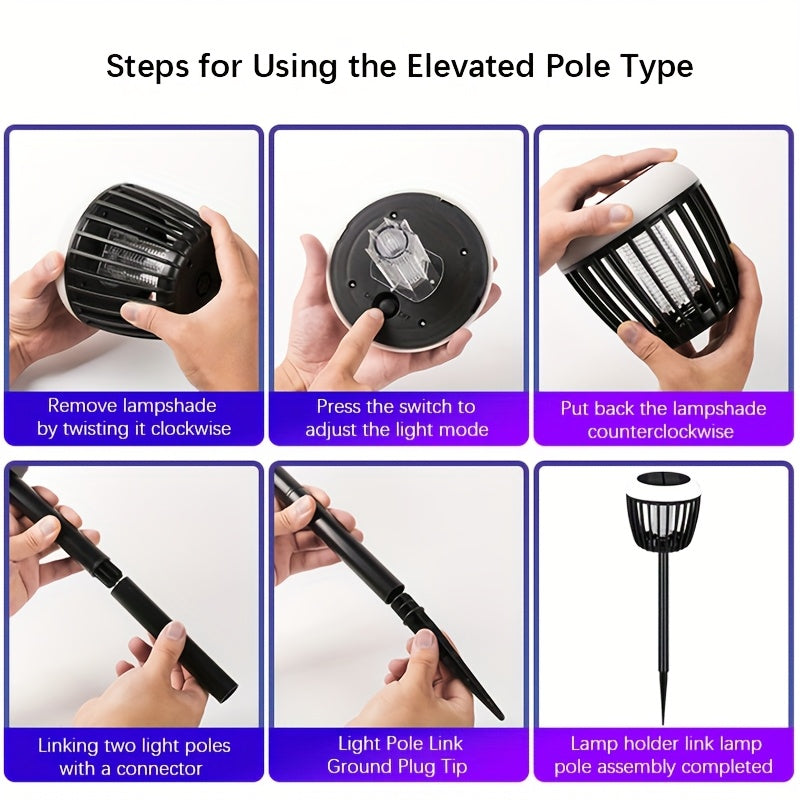Quyosh energiyali hasharotlarni o‘ldiruvchi UV moskitni o‘ldiruvchi 3-in-1 landshaft yoritgichi