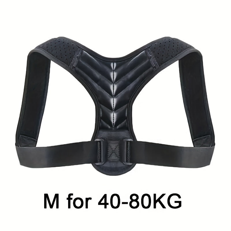 Black Adjustable Posture Corrector Belt for Men and Women with Lumbar and Clavicle Support