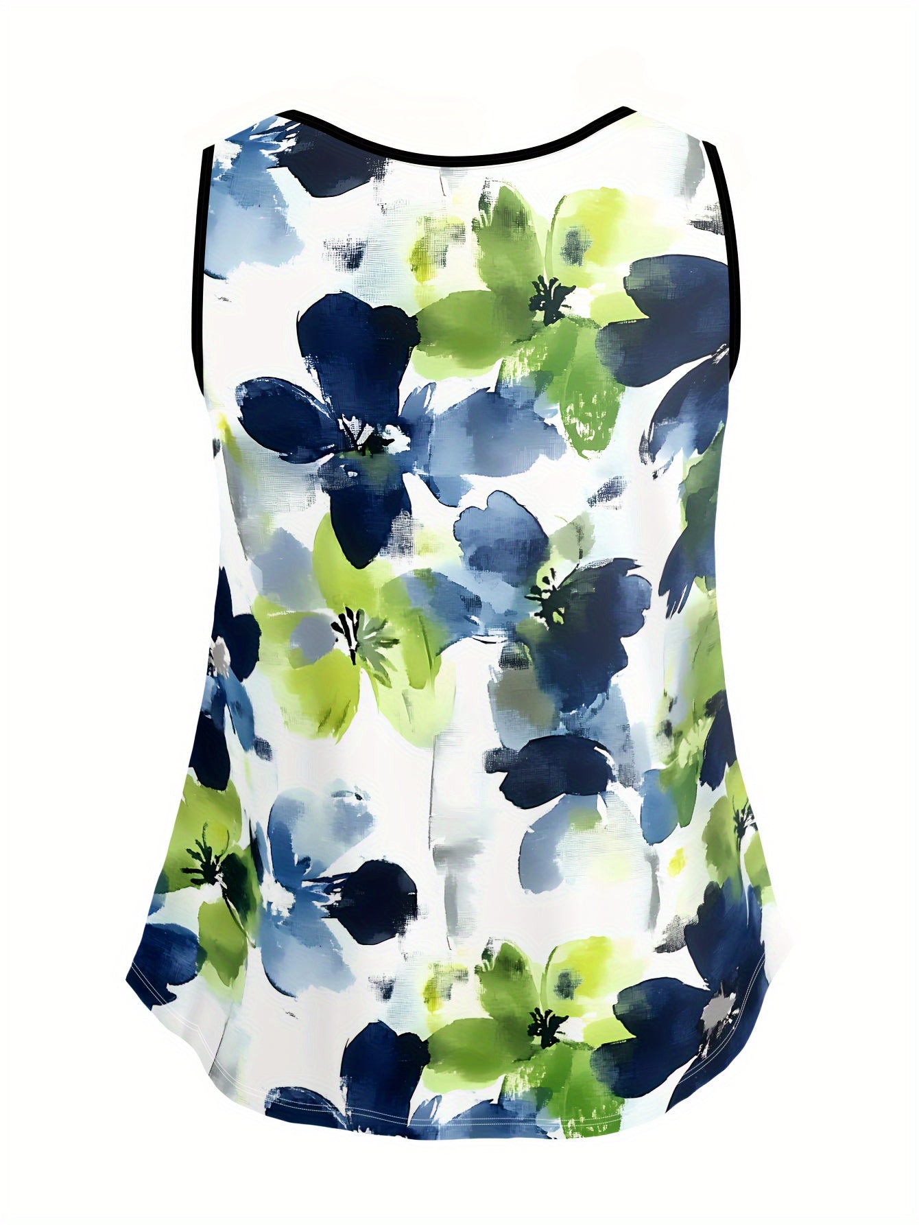 Plus o'lcham ayollar uchun gulchambarli akvarel tank top, bezsiz yozki kundalik kiyim