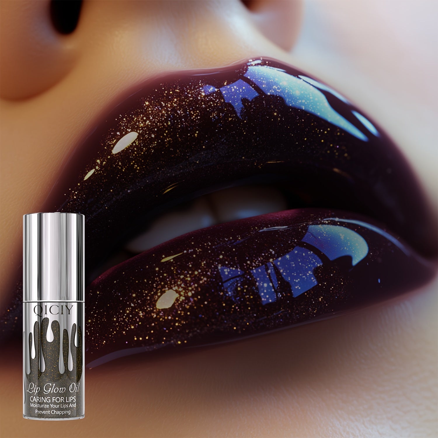 Brillo labial hidratante para mujer con escualano, negro, aceite labial hidratante de larga duración