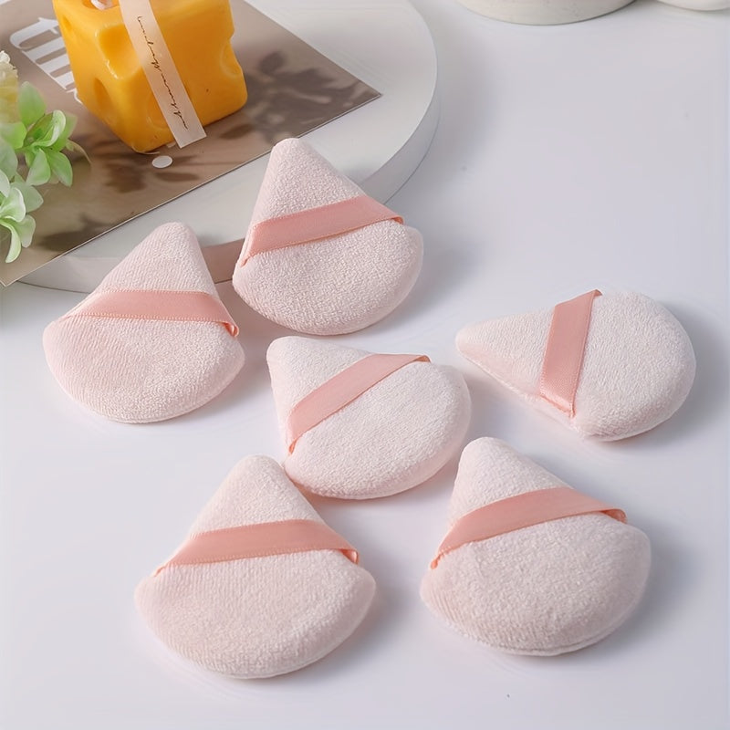 6pcs Pink Flocking Triangular Makeup Sponges for Foundation and Skincare