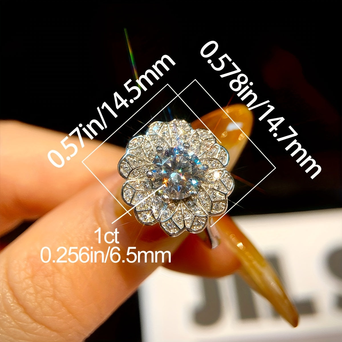 1 Carat Moissanite Engagement Ring Sterling Silver Wedding Band Promise Eternity Ring for Women