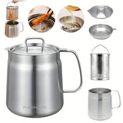 Stainless Steel Oil Filter Pot with Frying Basket and Strainer for Kitchen