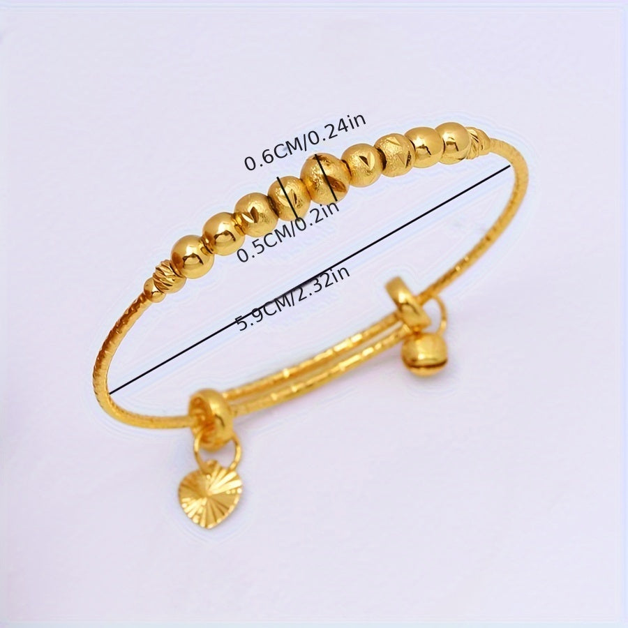 Set of 2 Gold Plated Beaded Adjustable Bangles for Women Bridal Jewelry
