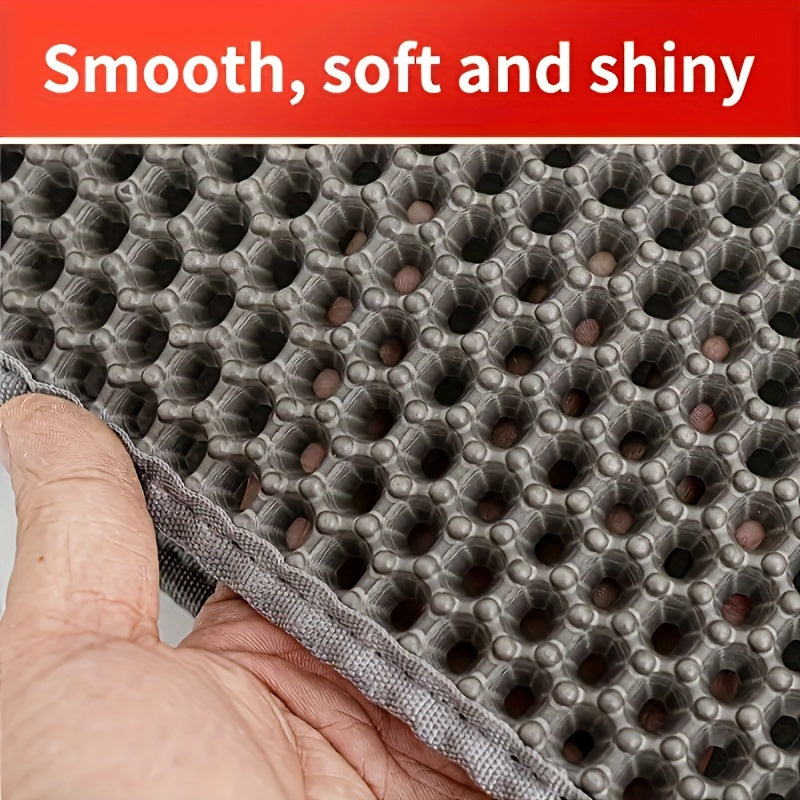 Double Layer EVA Cat Litter Mat with Honeycomb Design Non-Slip Washable Traps Litter and Waste