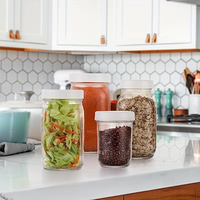 Set of 16 White Plastic Mason Jar Lids Leak-Proof Caps for Canning and Storage