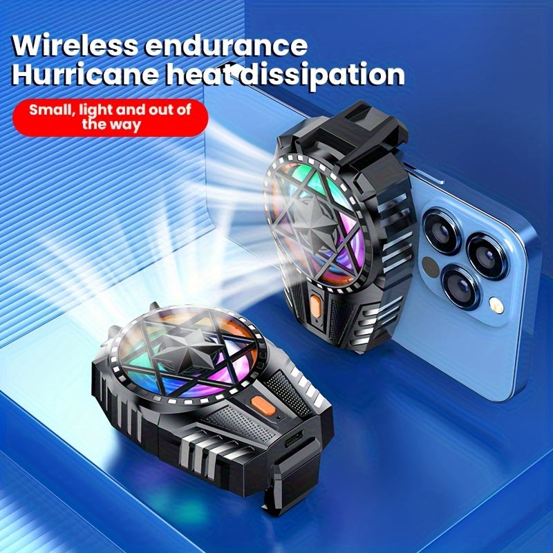 Wireless Rechargeable Phone Cooler with Color Lights for Gaming and Lag Reduction