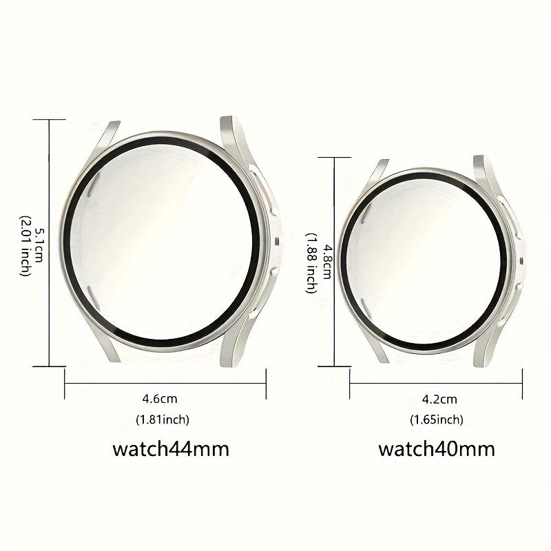 2-Piece Protective Case with Tempered Glass Film and Matte Table Holder for Smartwatch 40mm 44mm