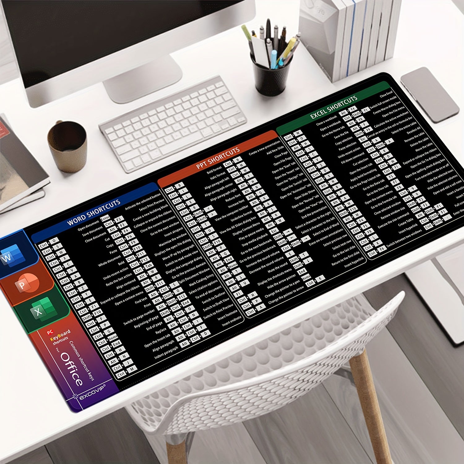 Овальный резиновый коврик для мыши, нескользящий, для офиса и дома, с ярлыком для клавиатуры, прочный, легко чистится