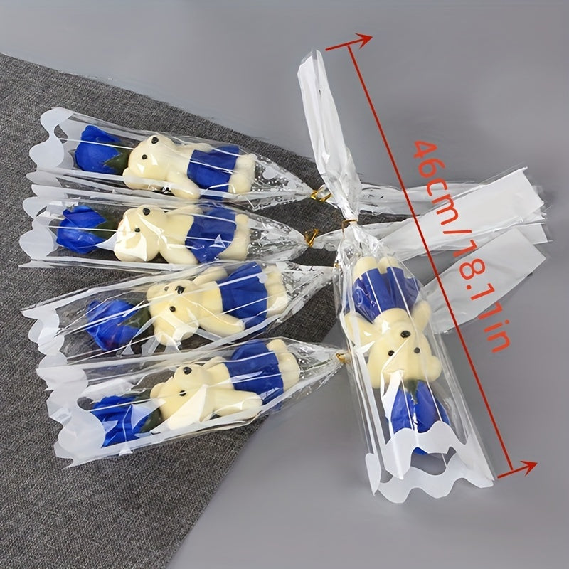 Sun'iy gul kompozitsiyasi, Valentin kuni sovg‘asi, ayiq bilan gulchambar, to‘y yoki uy bezatish uchun