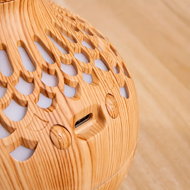 Wood Grain USB Humidifier with Silent Operation and Fragrance Diffuser for Living Room Decor