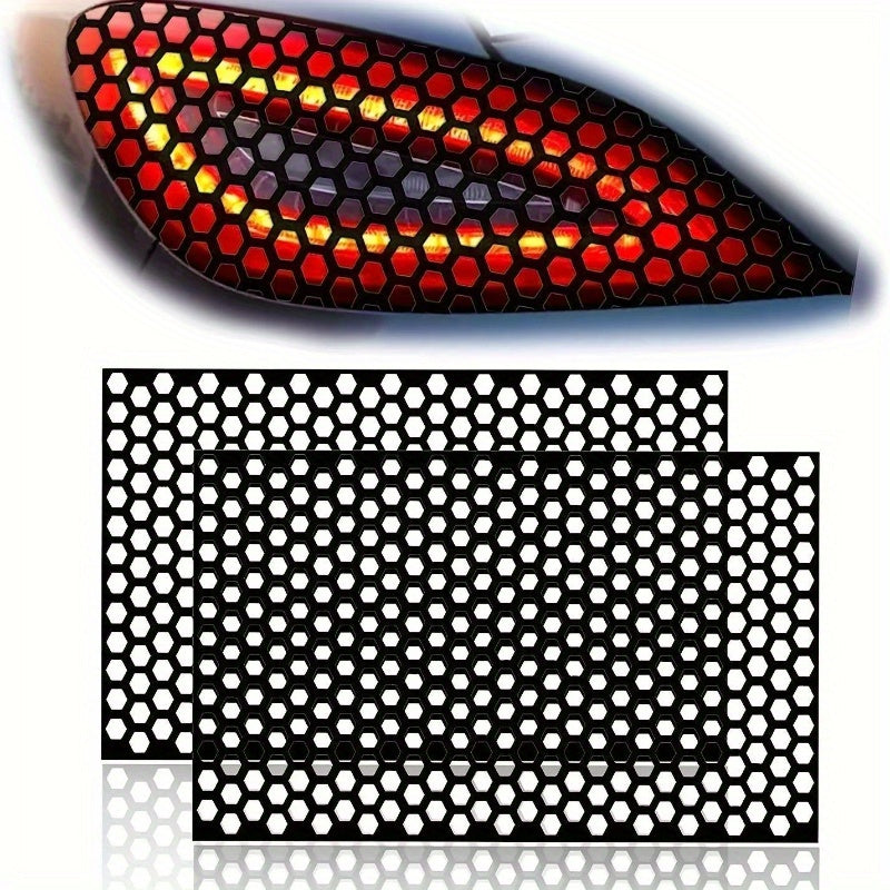 Car Vinyl Stickers Red and Black Honeycomb Pattern for Tail Lights