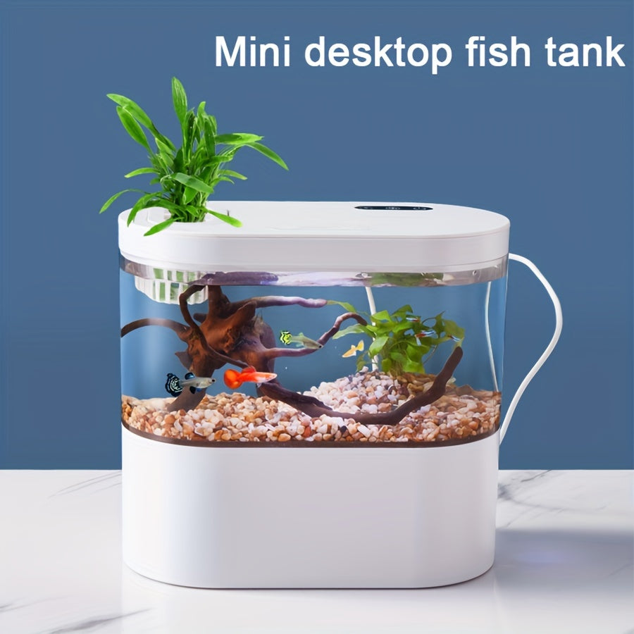 Oval LED Fish Tank with Smart Clean Technology and USB Rechargeable