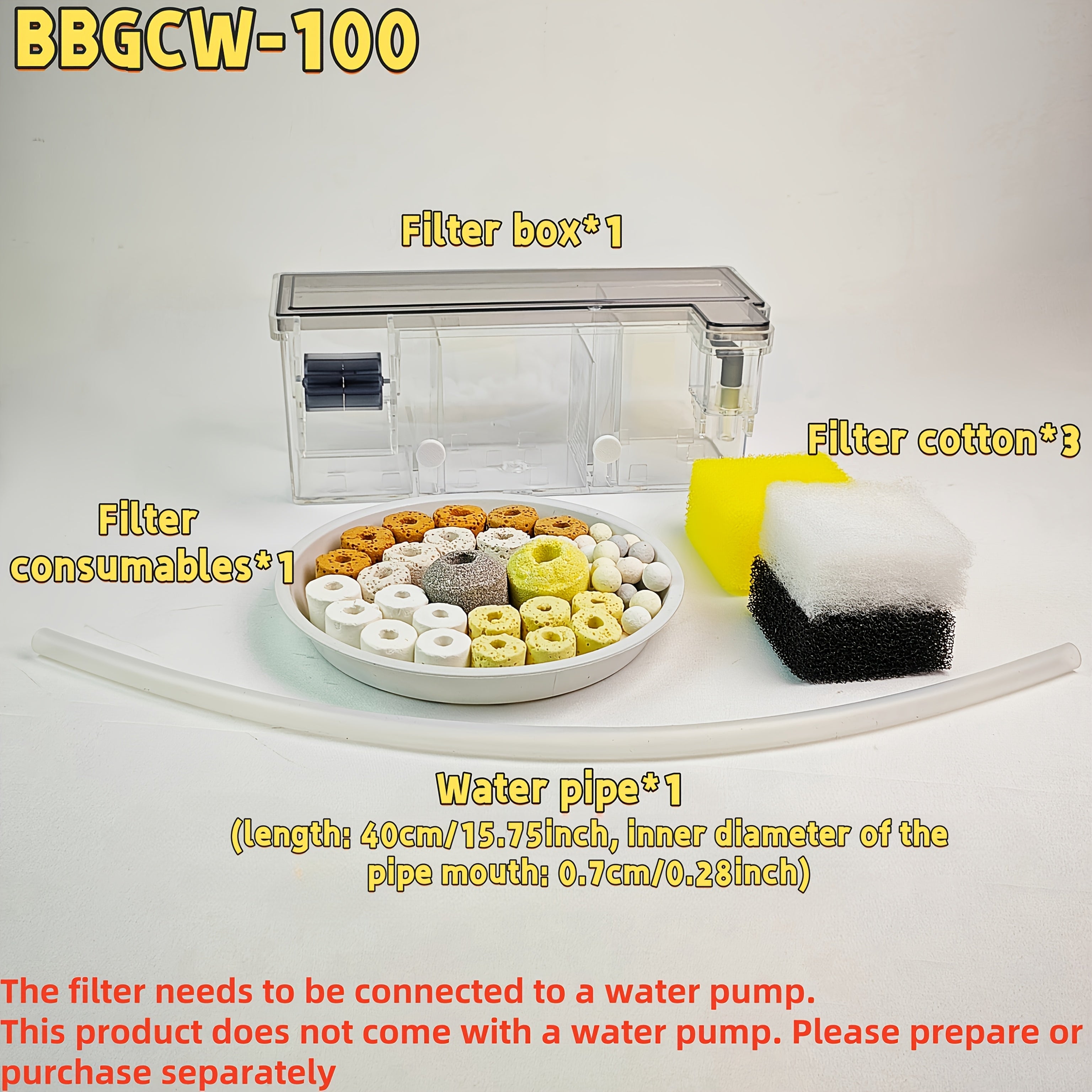 3-in-1 Fish Tank Overhead Filter Kit Non-Electric Battery-Free for Small Aquariums