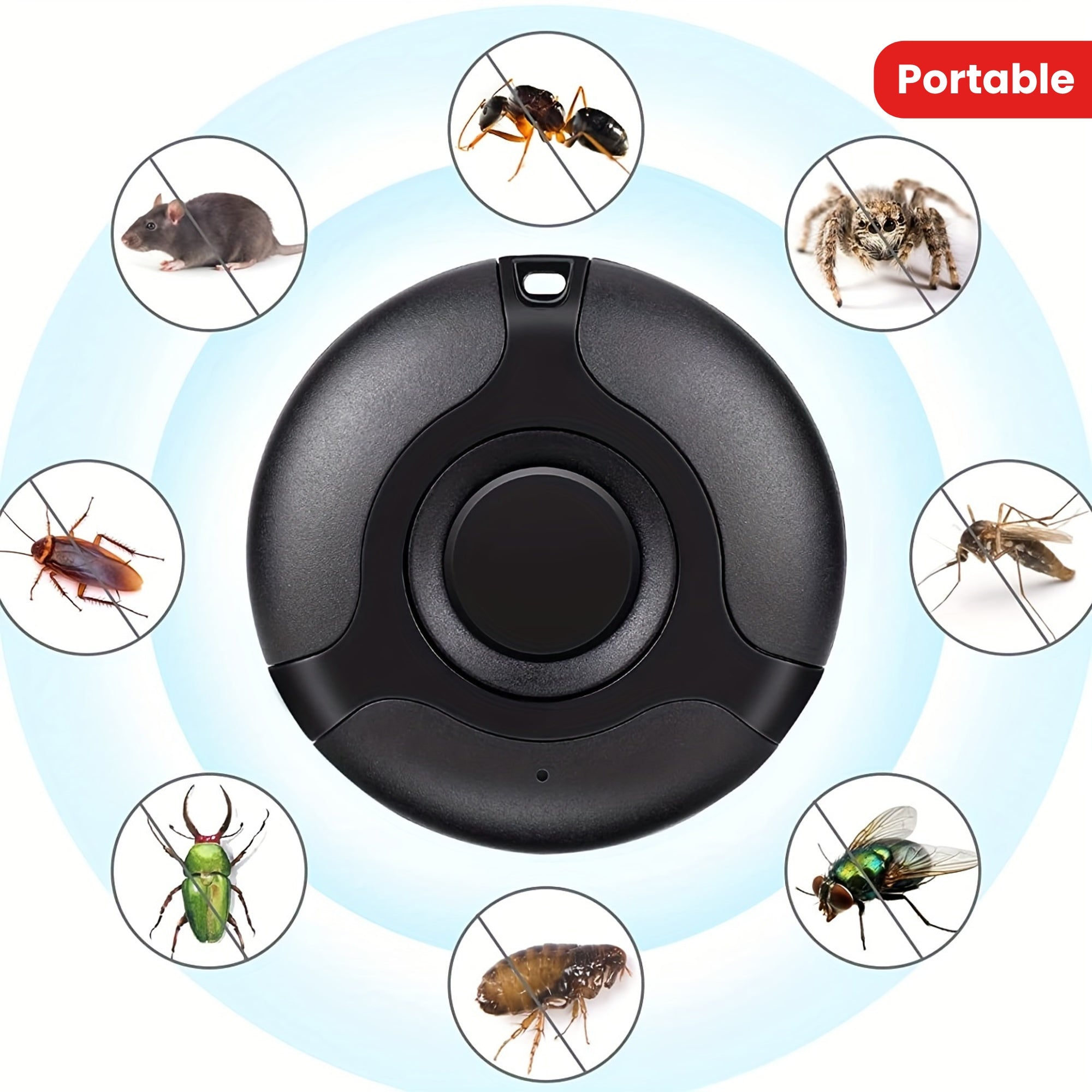 Ultrasonic Pest Repellent Indoor Outdoor Mosquito and Flea Repeller Black