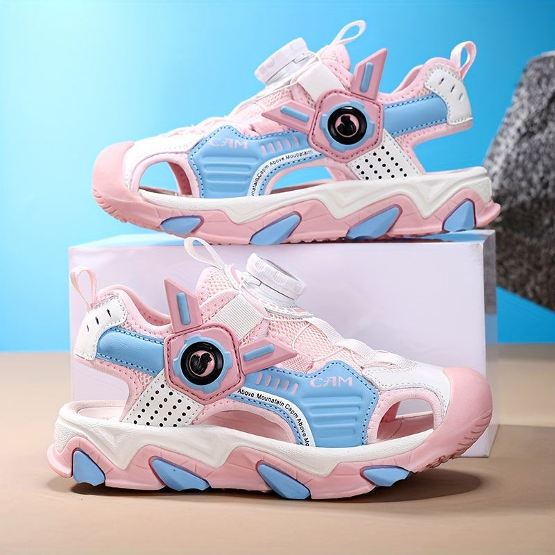 Детские вращающиеся ремешковые сандалии для мальчиков и девочек, легкие, противоскользящие, дышащие, повседневные пляжные и туристические туфли